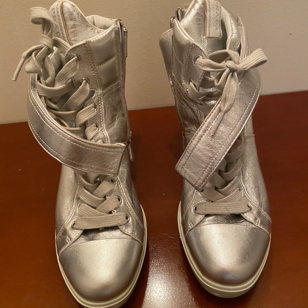 Silver Prada Sneakers